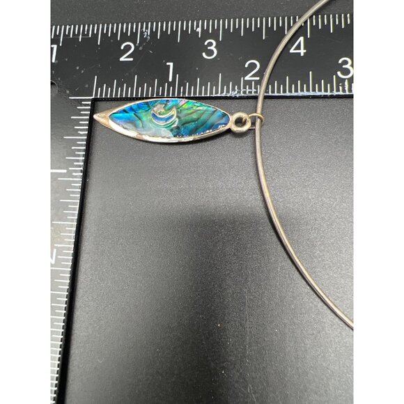 Vtg Surfboard Pendant Necklace Abalone Shell Moon Star Dolphin 15" Torque - Picture 3 of 5